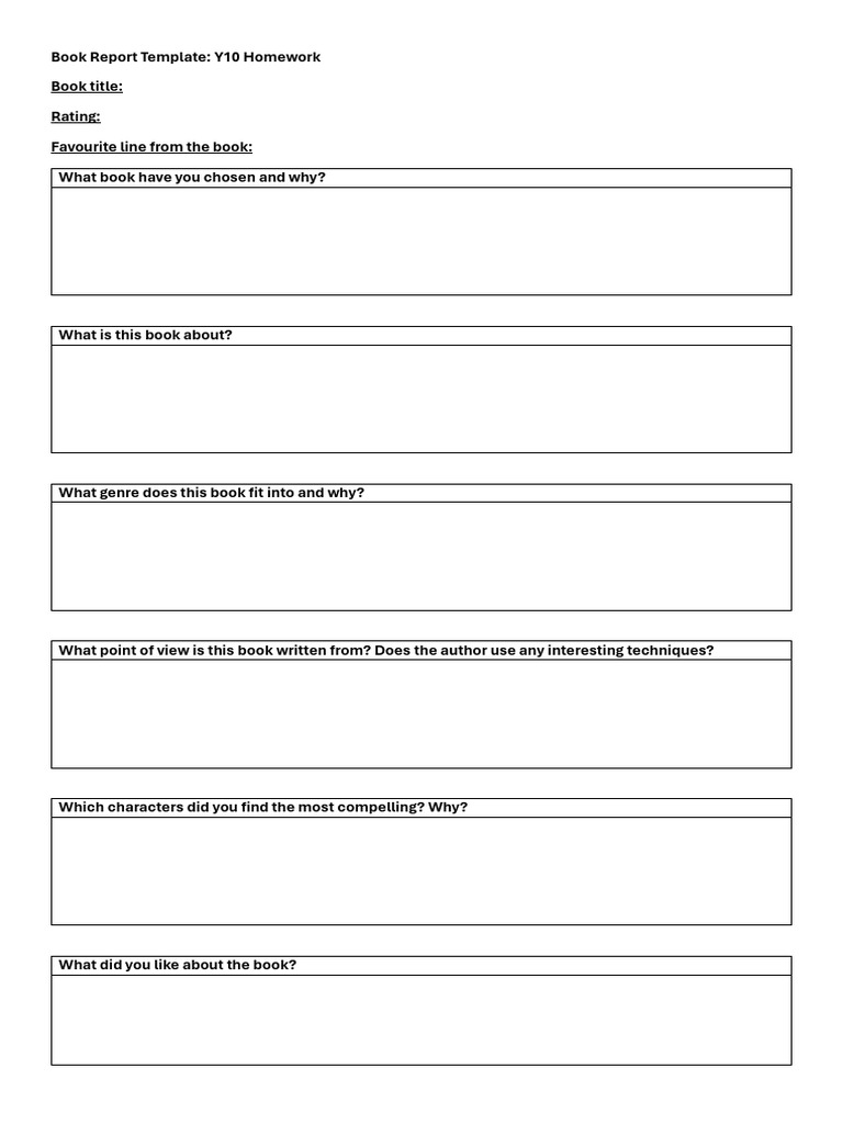 Book Report Template | PDF