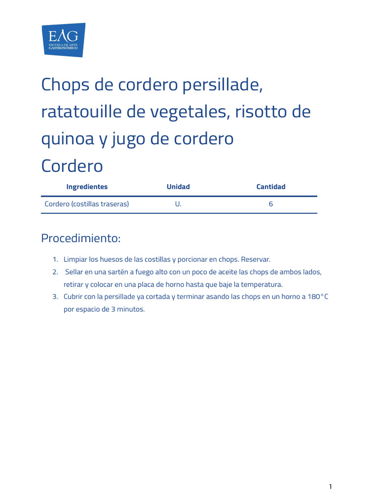 Chops de cordero con persillade | PDF | Cocina occidental | Cocina europea
