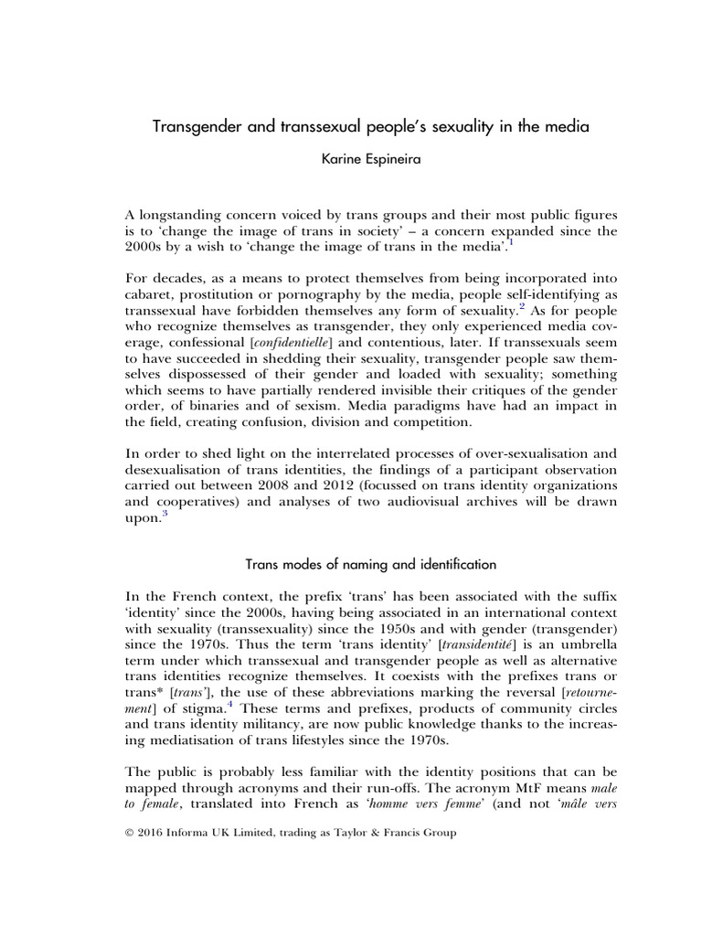 Transgender and Transsexual Peoples Sexu | PDF | Transgender | LGBTQIA+ ...