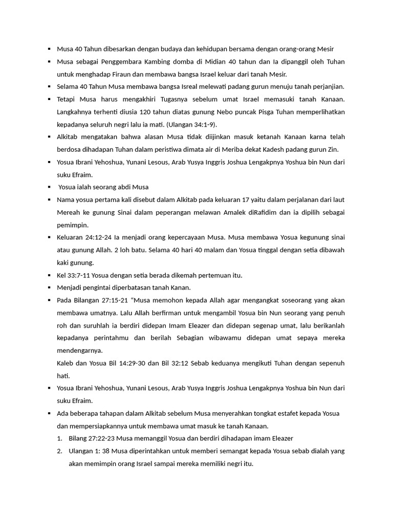 Musa: 40 Tahun Menunggu dan Memimpin | PDF
