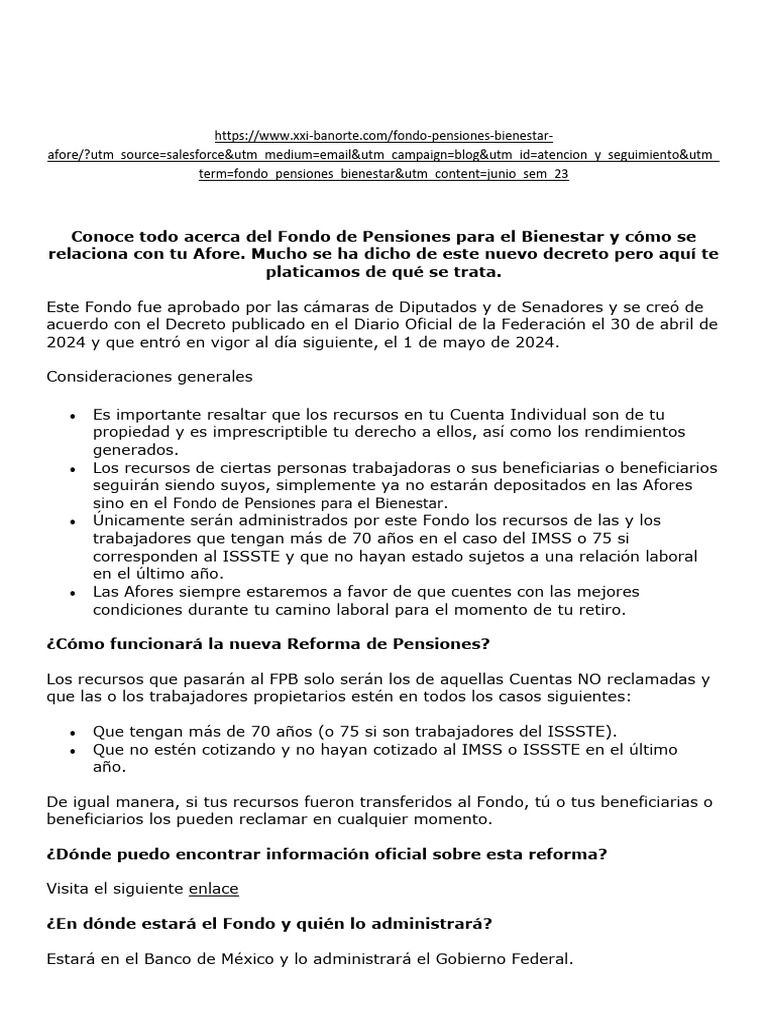 Fondo de Pensiones para el Bienestar: Guía 2024 | PDF | Pensión