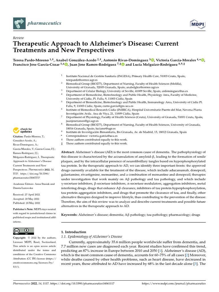 Alzheimers Disease Current Treatments and New Perspectives | PDF ...