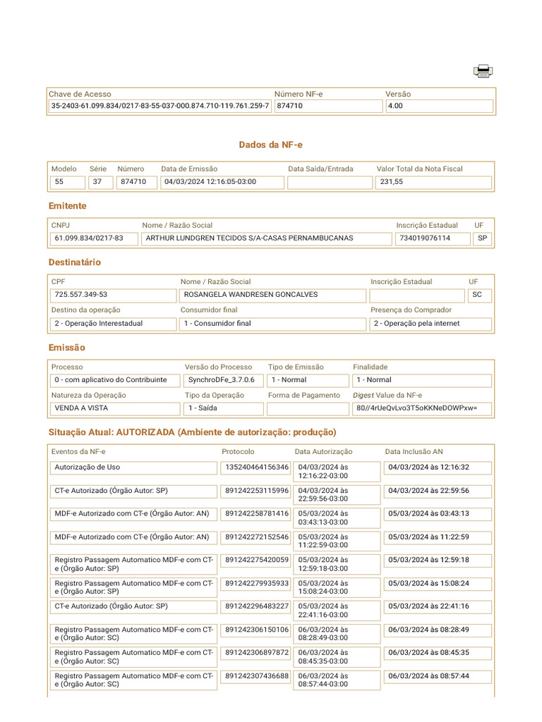 Detalhes da Nota Fiscal Eletrônica | PDF | Informática