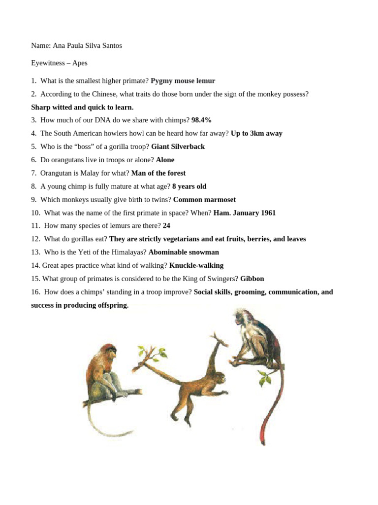 Apes Worksheet LAB WEEK 7 | PDF