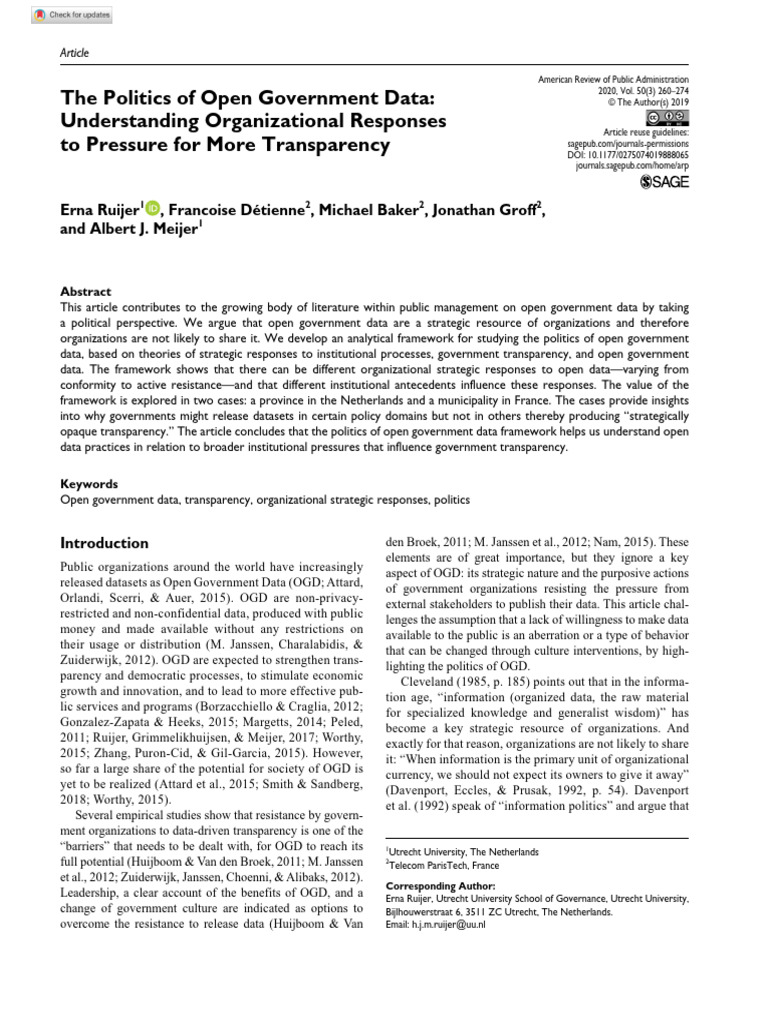 Politics of Open Government Data Analysis | PDF | Information ...