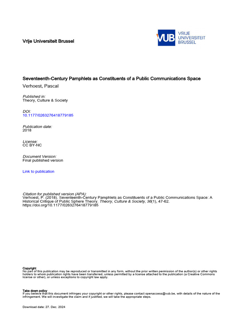 17th-Century Pamphlets and Public Sphere | PDF | Public Sphere | Jürgen ...