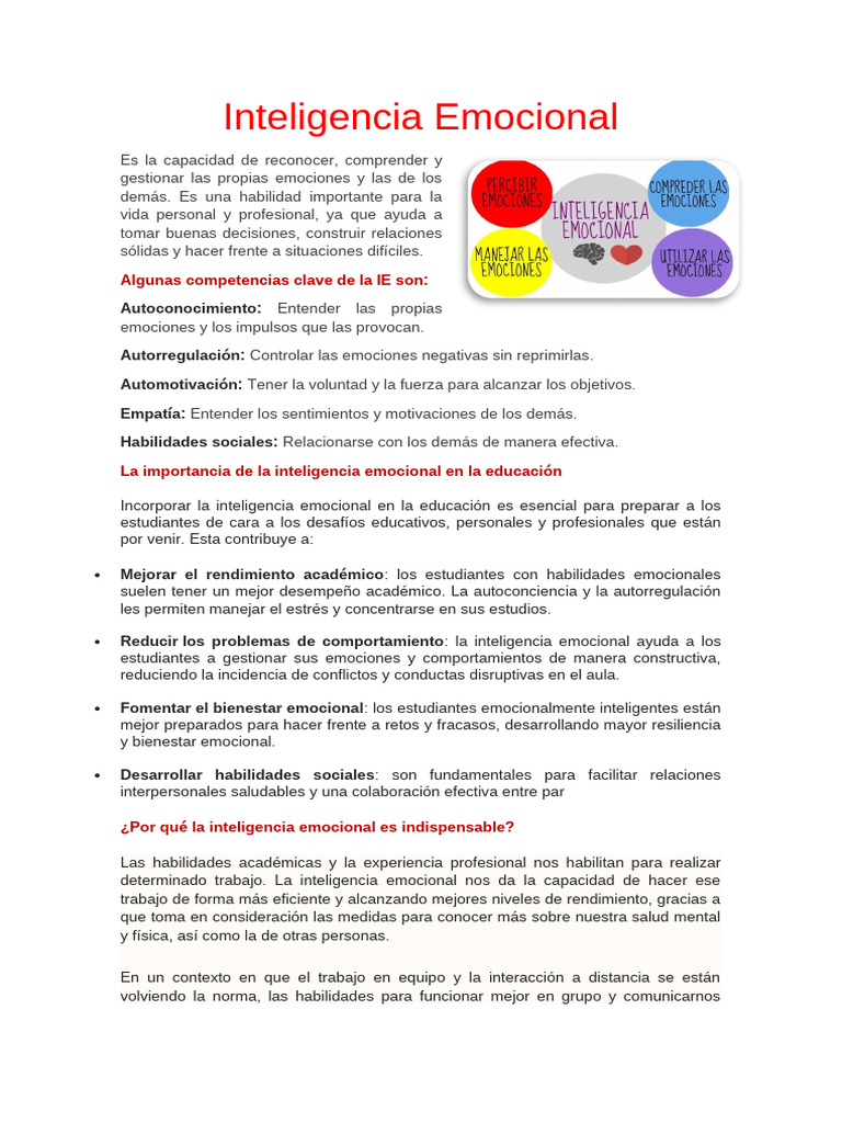 Inteligencia Emocional en Educación | PDF | Las emociones ...