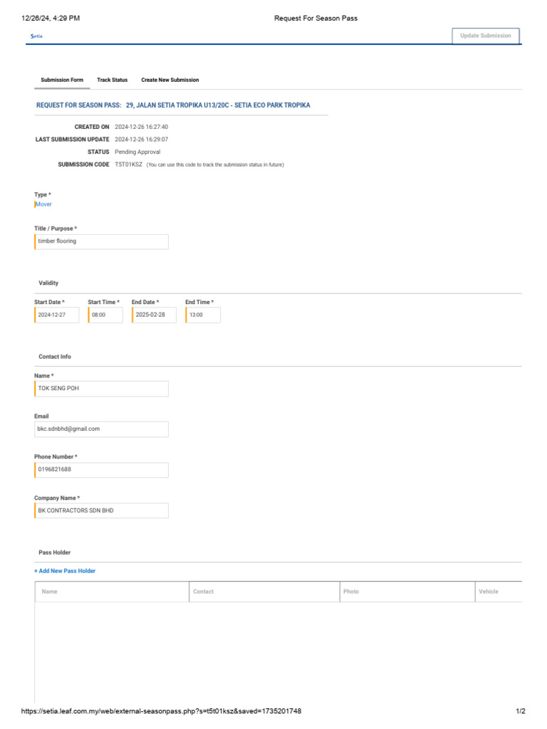 Request For Season Pass | PDF | Government And Personhood