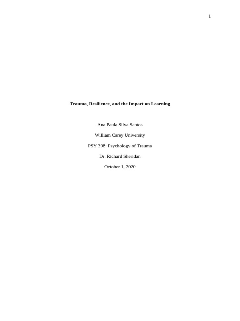Article+3+ +Reading+Response+3 | PDF | Psychological Trauma ...