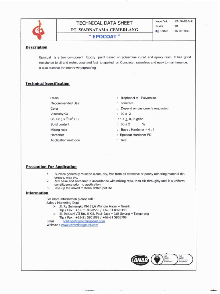 Technical Data Sheet - Epocoat | PDF