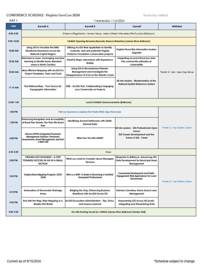 Virginia GeoCon 2024 Conference Schedule | PDF | Geographic Information ...