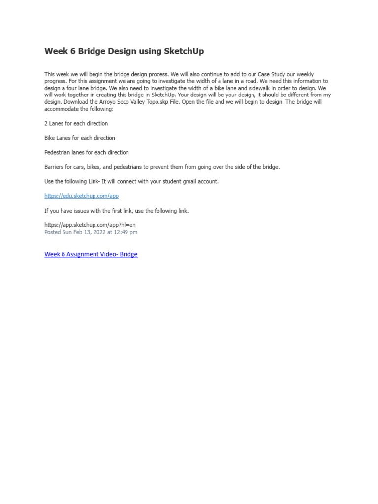 Bridge Design Process in SketchUp | PDF