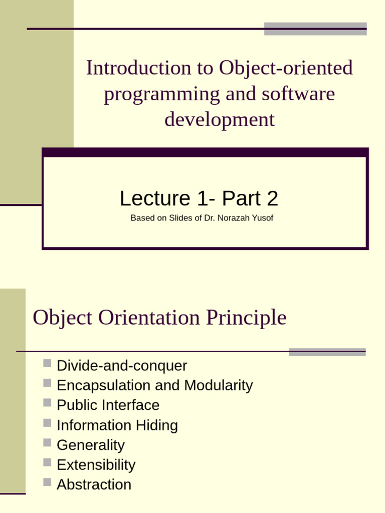 Lect01_IntroOOP-Part2 | PDF | Object Oriented Programming | Object ...