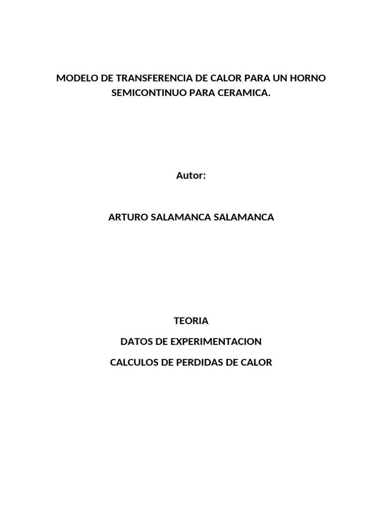 Modelo de Transferencia de Calor en Hornos | PDF | Conduccion termica ...