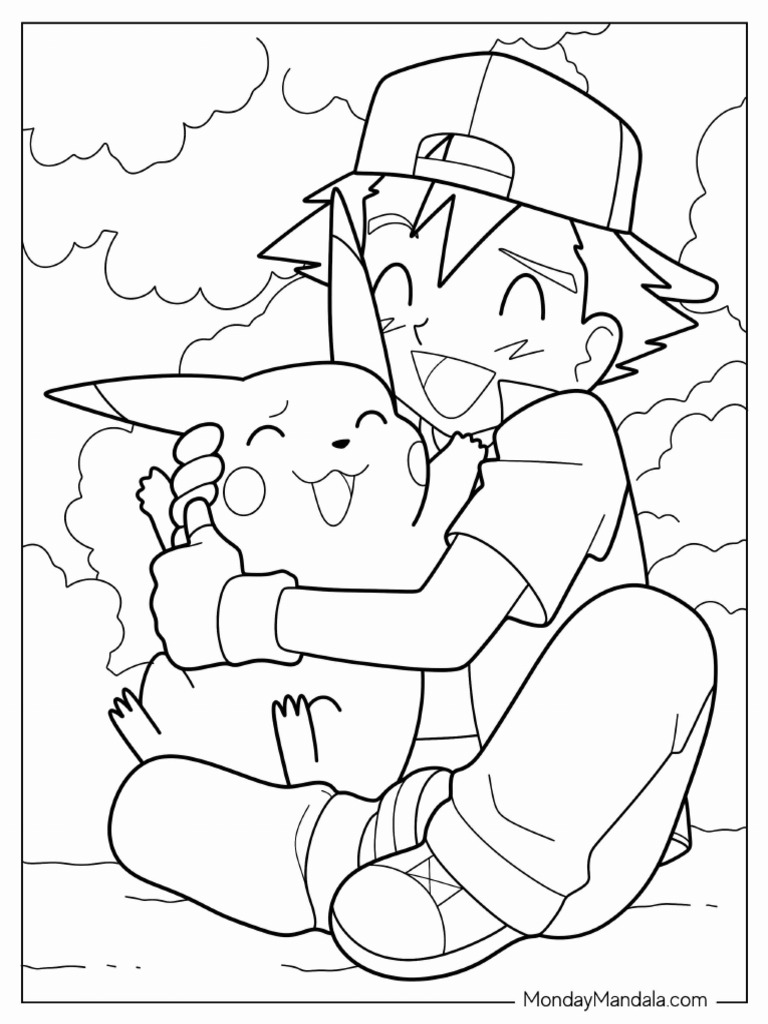 Coloring-Page-Of-Ash-Embracing-Pikachu | PDF