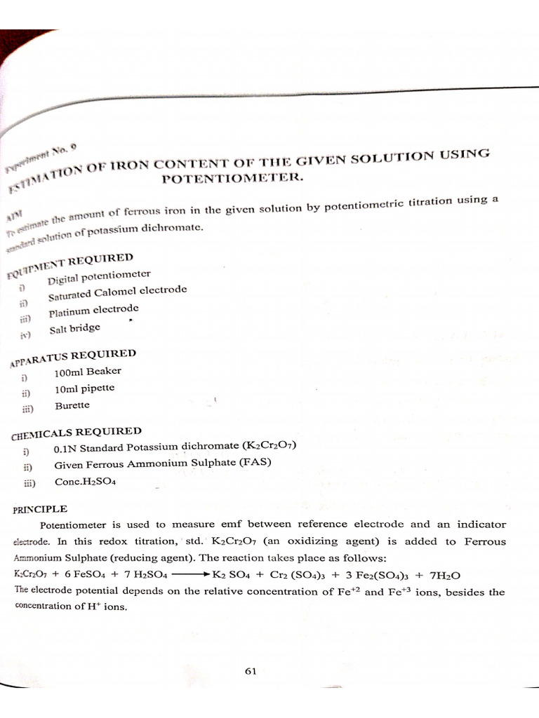 Iron Content..potentiometer | PDF