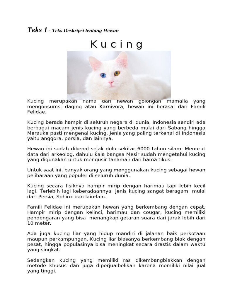 Deskripsi Lengkap tentang Kucing | PDF