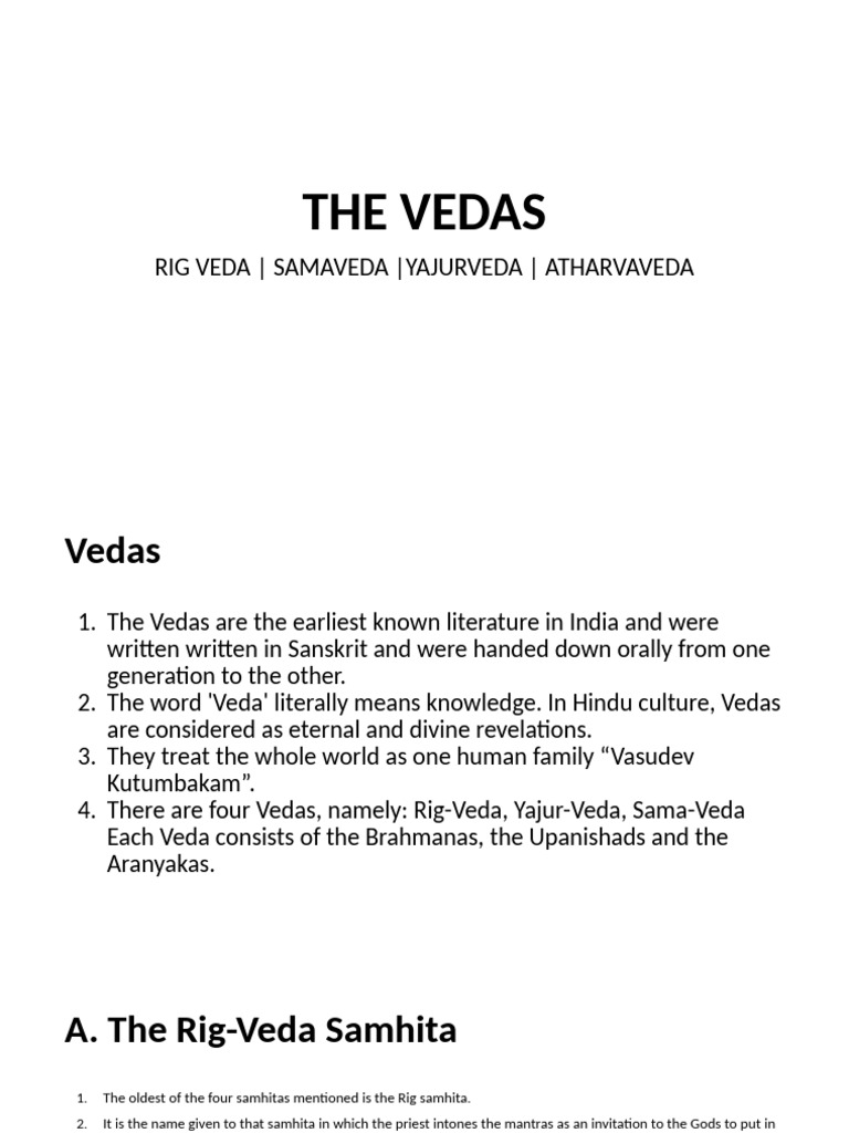 Overview of the Four Vedas | PDF | Vedas | Upanishads