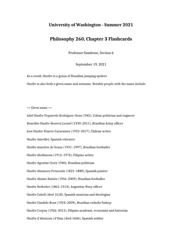 Philosophy 260 Chapter 3 Flashcards | PDF