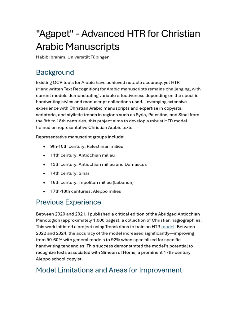 Agapet: HTR for Arabic Manuscripts | PDF | Optical Character ...