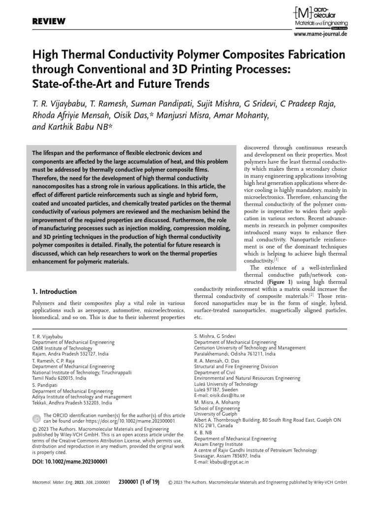 High Thermal Conductivity Polymer Composites | PDF | Nanocomposite ...