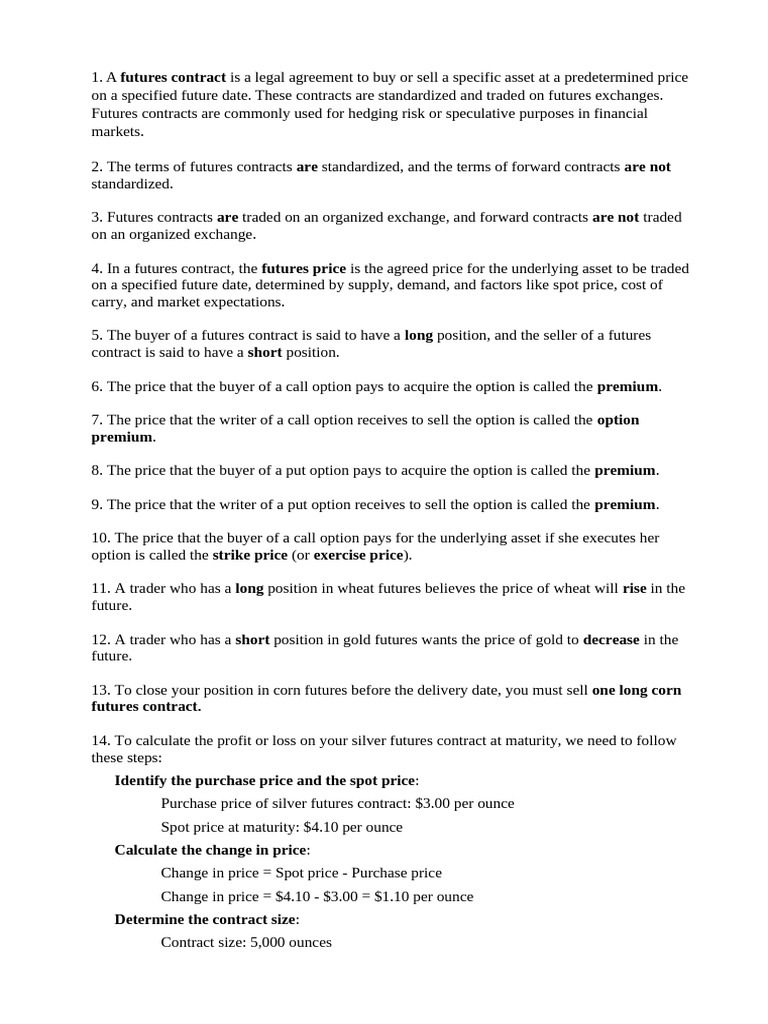 Futures & Options Basics | PDF | Option (Finance) | Futures Contract
