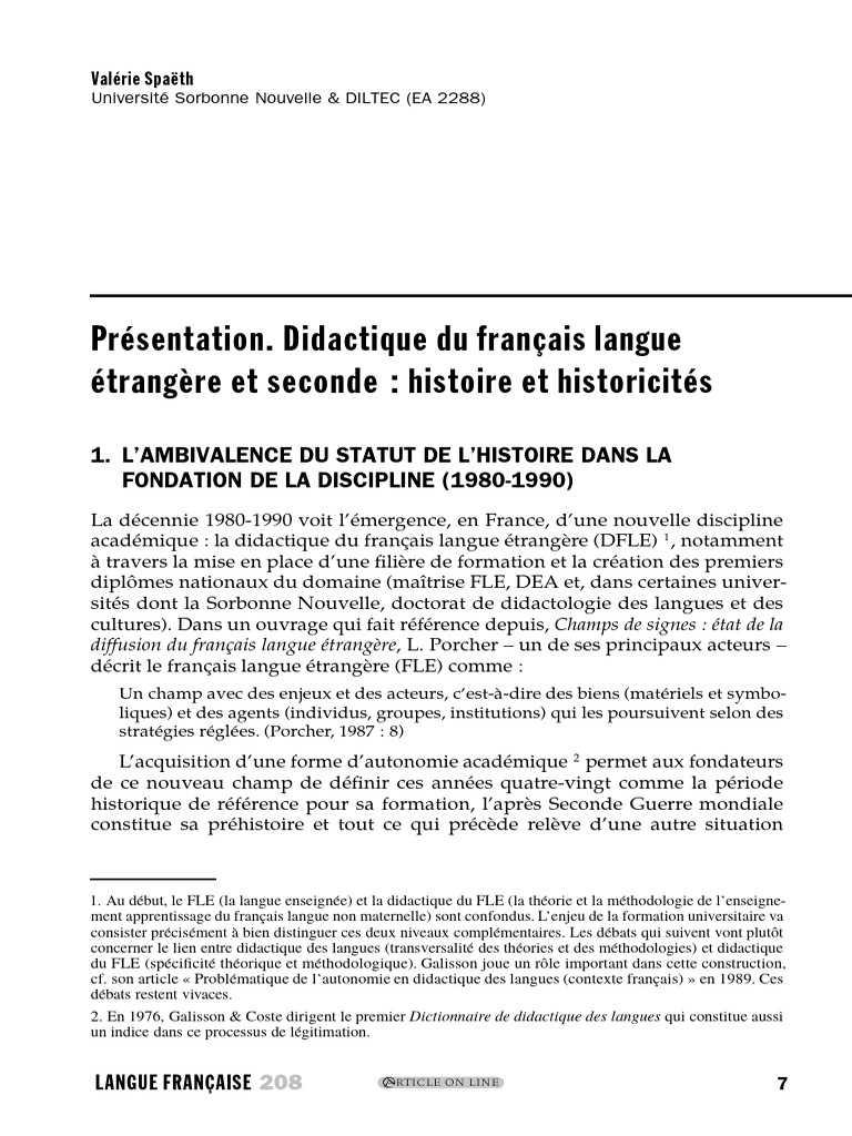 Histoire de la didactique du FLE | PDF | Linguistique | France