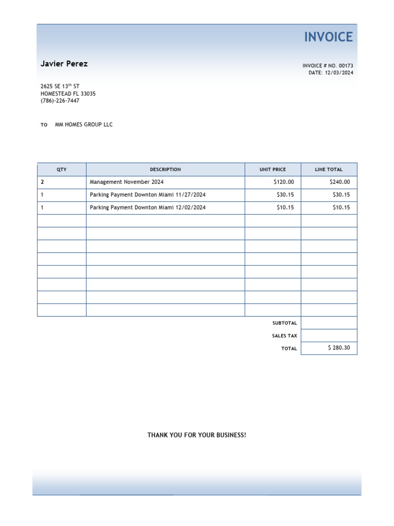 Invoice for MM Homes Group LLC | PDF