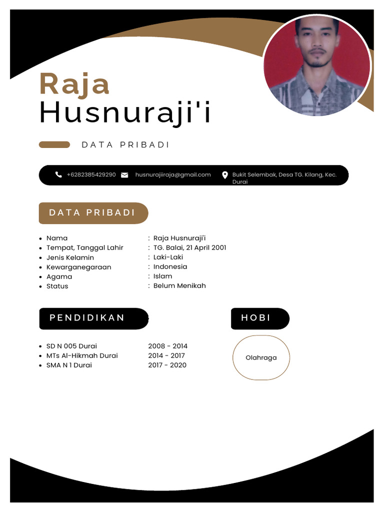 Putih Coklat Hitam Modern Profesional CV Resume Riwayat Hidup A4 (1) | PDF