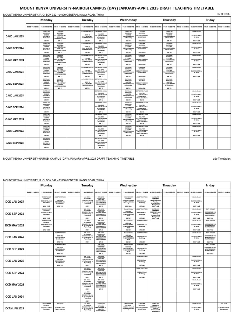 Day JanuaryApril 2025 Draft Teaching Timetable PDF