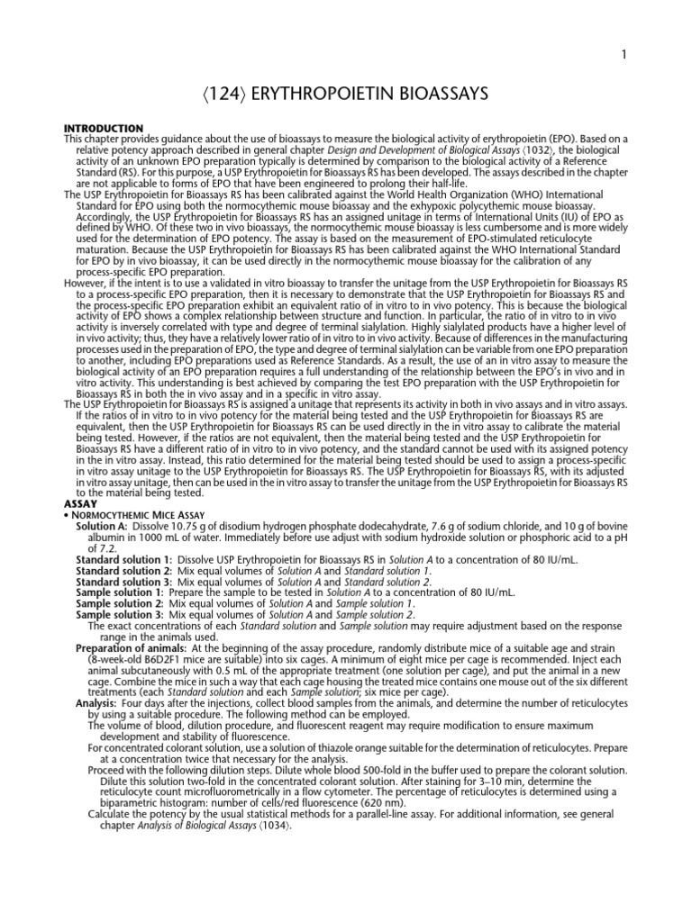 Erythropoietin Bioassay Guidelines | PDF | Assay | In Vitro