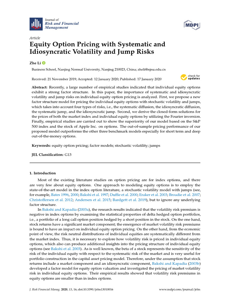 Equity Option Pricing with Systematic and | PDF | Option (Finance ...