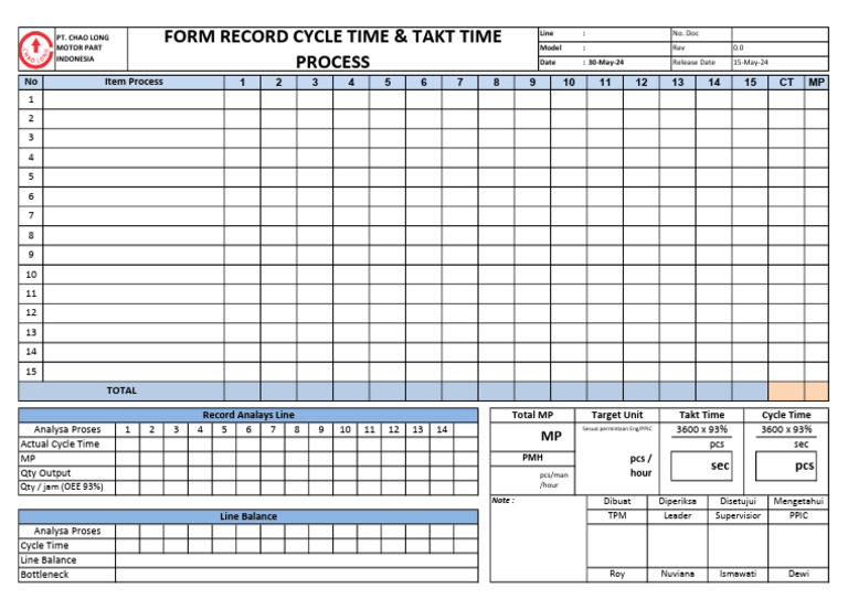 Blank Form Cycle Time | PDF