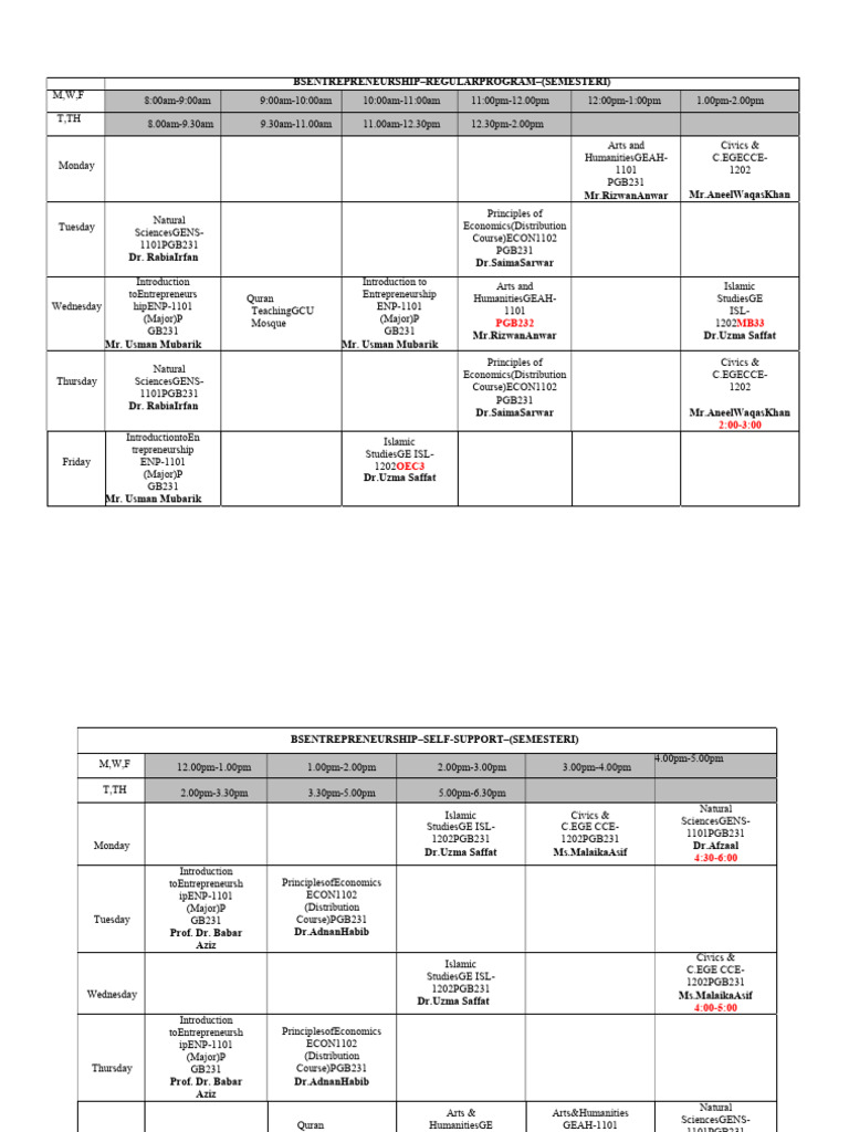 sem 1 timetable | PDF | Abrahamic Religions | Monotheism