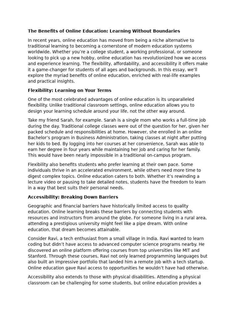 The benefits of online education pdf learning virtual reality