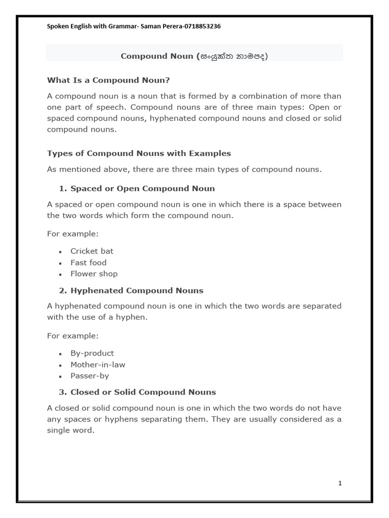 Compund nouns new 08.07 | PDF | Noun | Preposition And Postposition