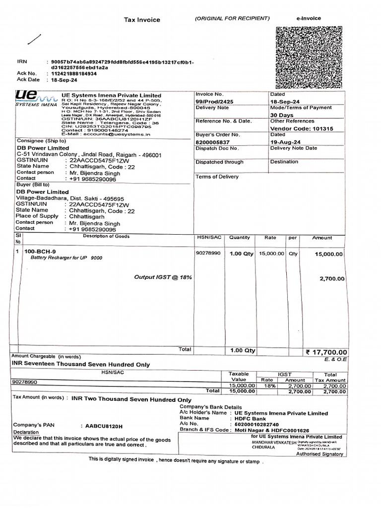 Tax Invoice For PR No.1000010984 | PDF