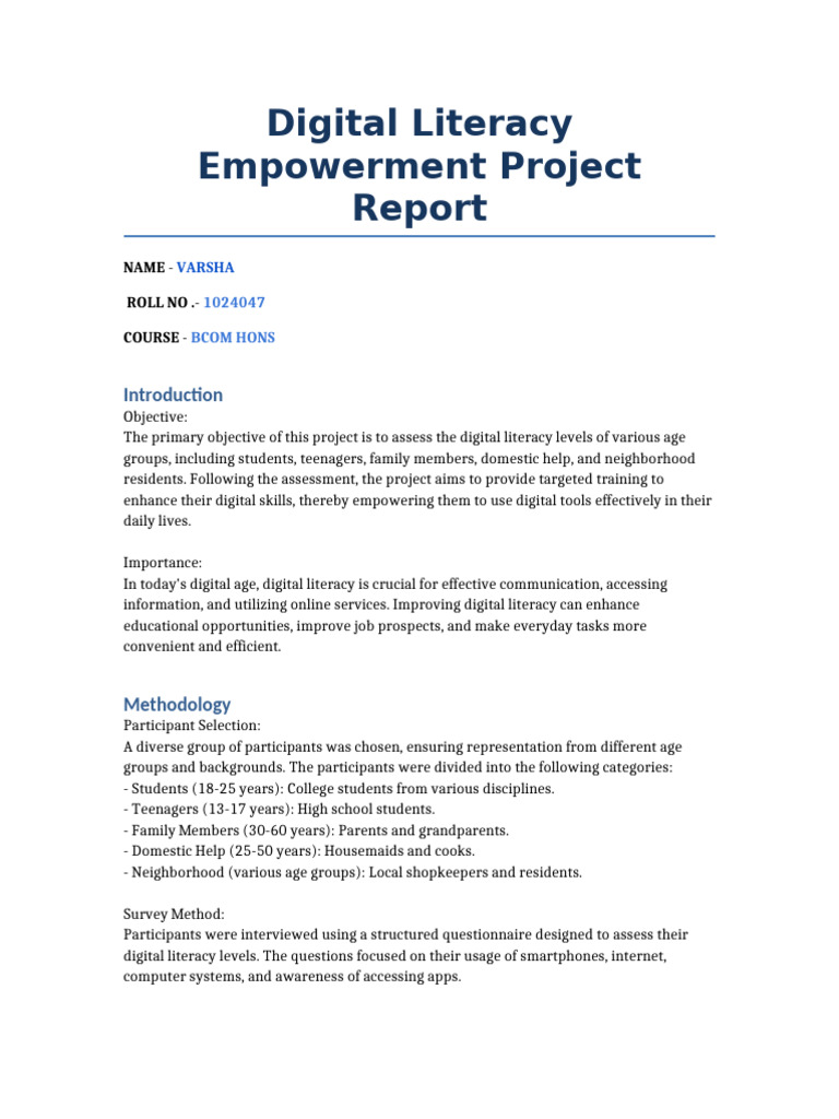 1024047digital LiteracyEmpowermentProjectReport | PDF | Internet ...