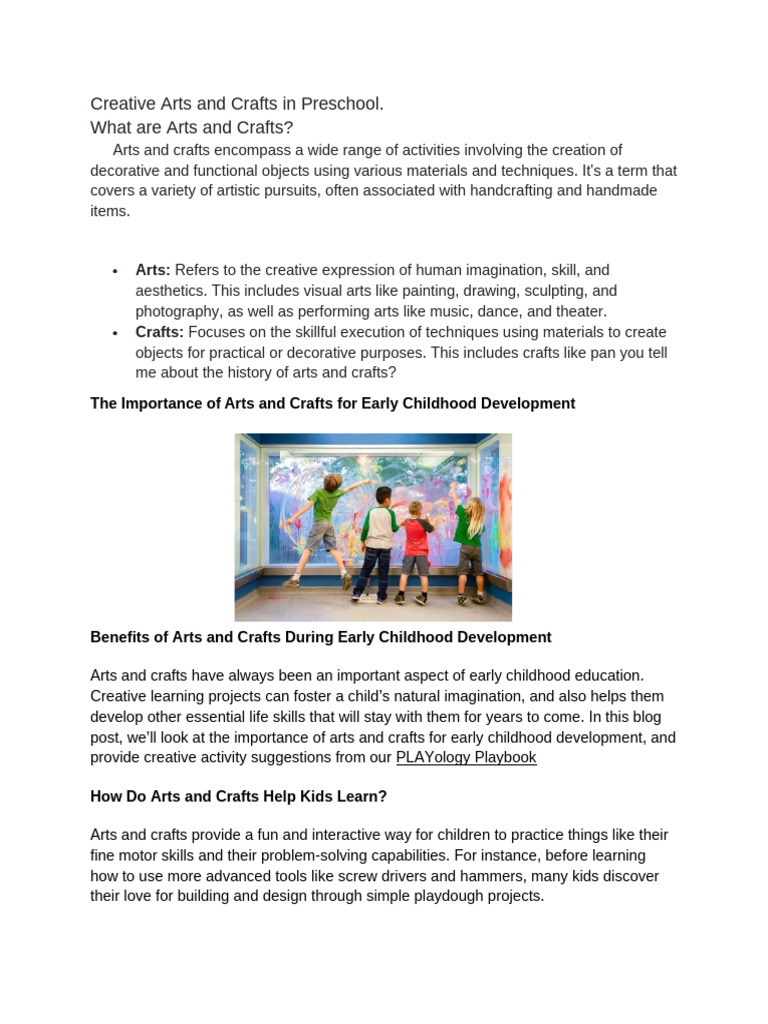 Preschool Creative Arts and Crafts Guide | PDF | The Arts | Creativity