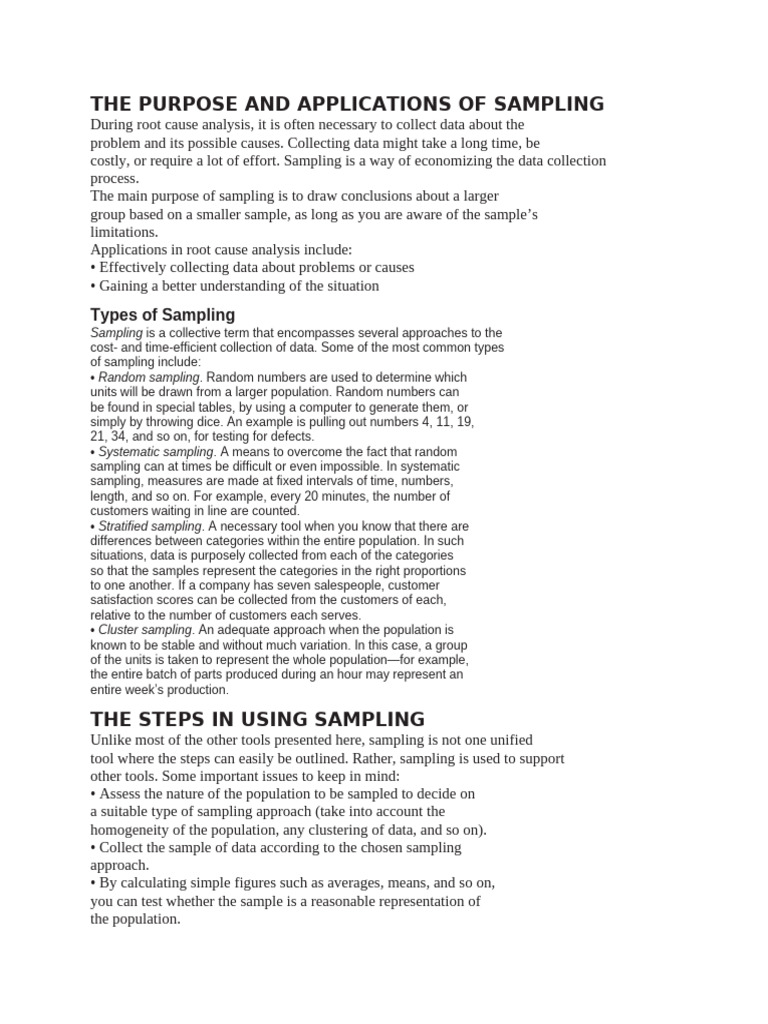 Sampling Techniques for Root Cause Analysis | PDF | Sampling ...