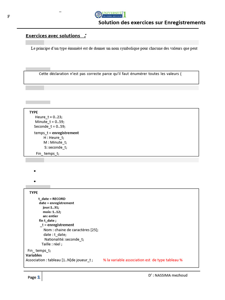 Solutions d'exercices en informatique | PDF | Informatique