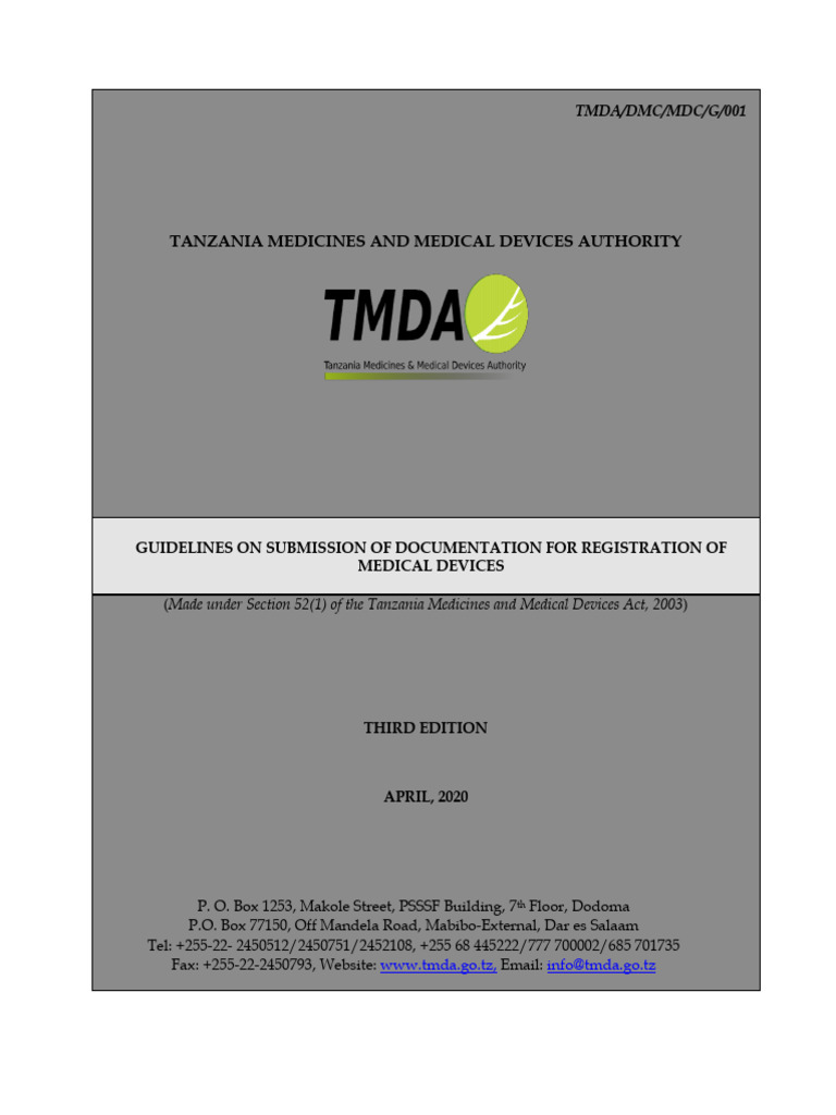 TMDA Medical Device Registration Guidelines | PDF | Medical Device ...