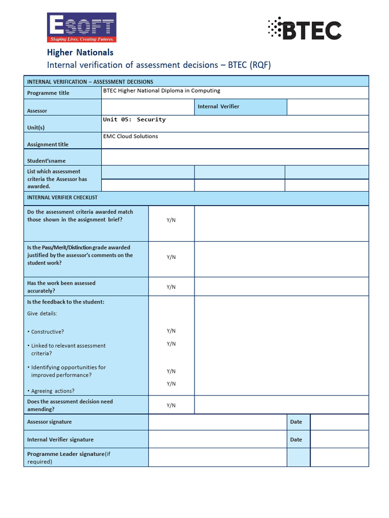Internal Verification for BTEC Computing | PDF | Computer Security ...