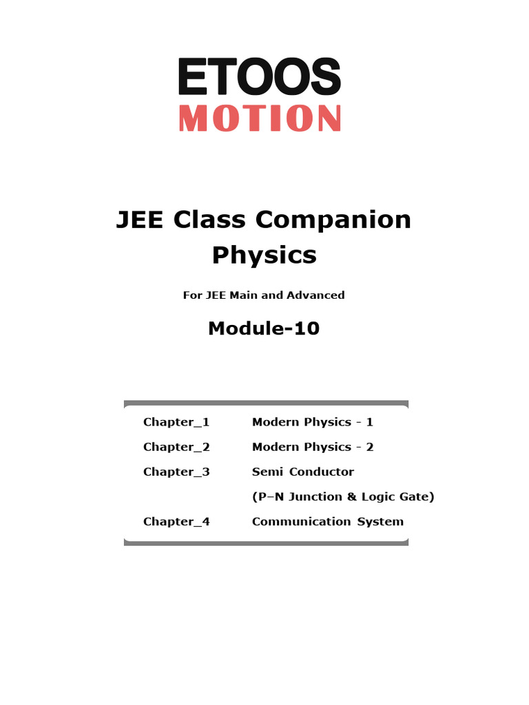 JEE Modern Physics Study Guide | PDF | Photoelectric Effect | Photon