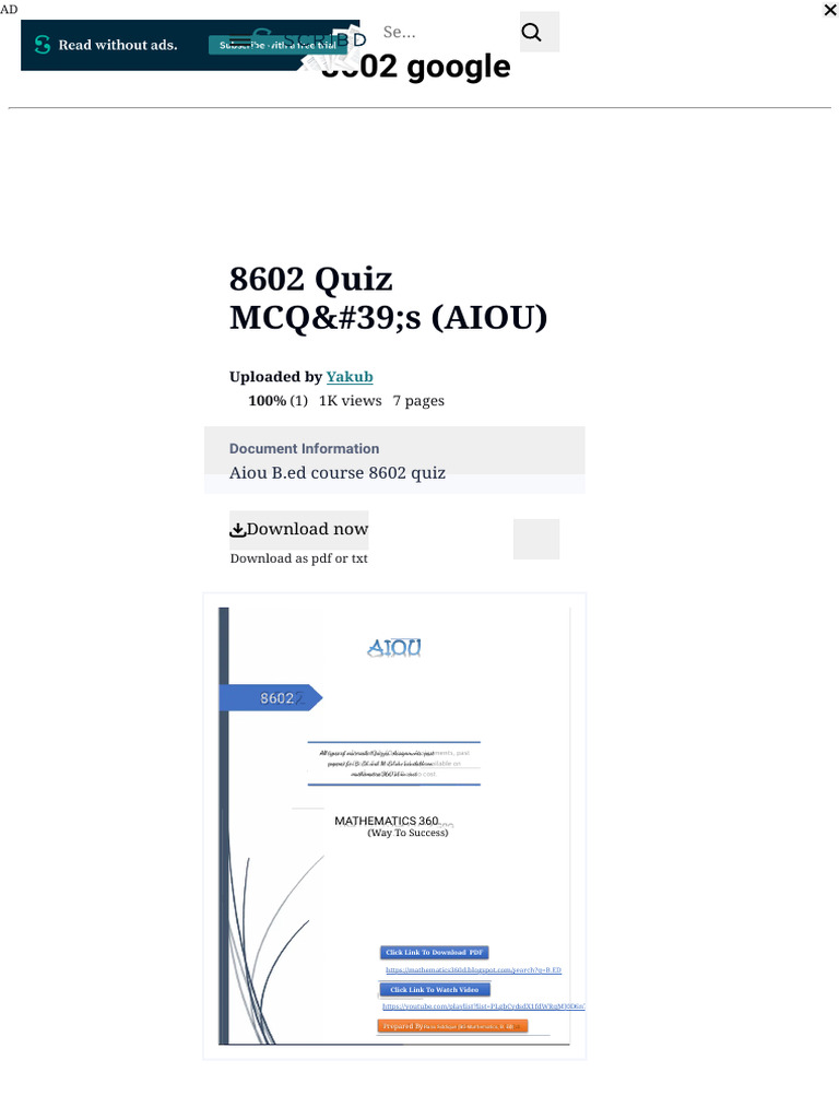 8602 google | PDF | Educational Assessment | Multiple Choice