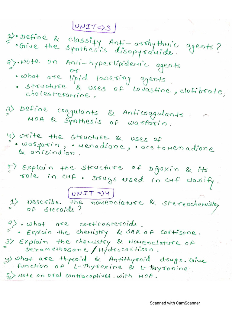 Unit 3 Solution Medicinal Chemistry 2 Important Question | PDF