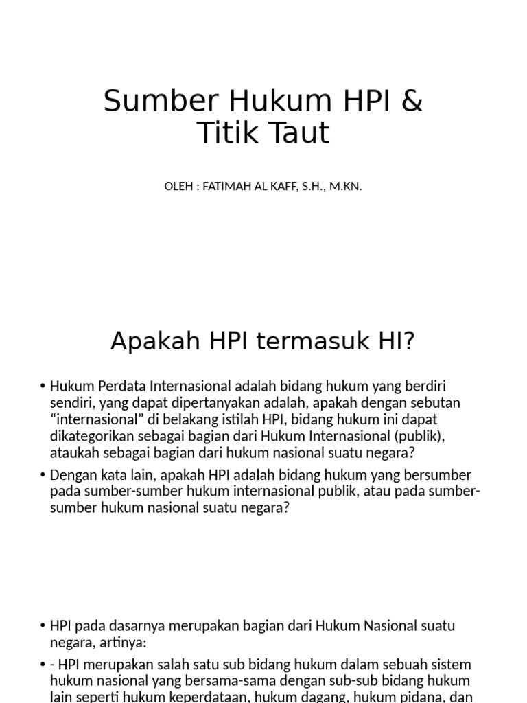 Taut Hukum Perdata Internasional HPI | PDF