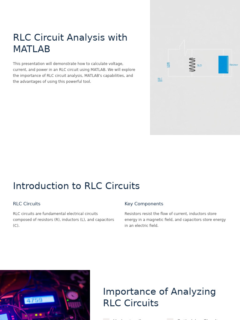 RLC Circuit Analysis With MATLAB | PDF | Electrical Network | Capacitor