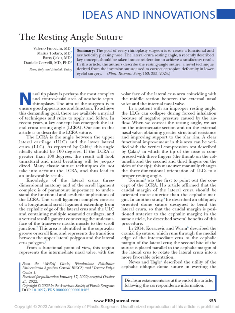 The Resting Angle Suture.18 | PDF | Human Nose | Surgical Specialties