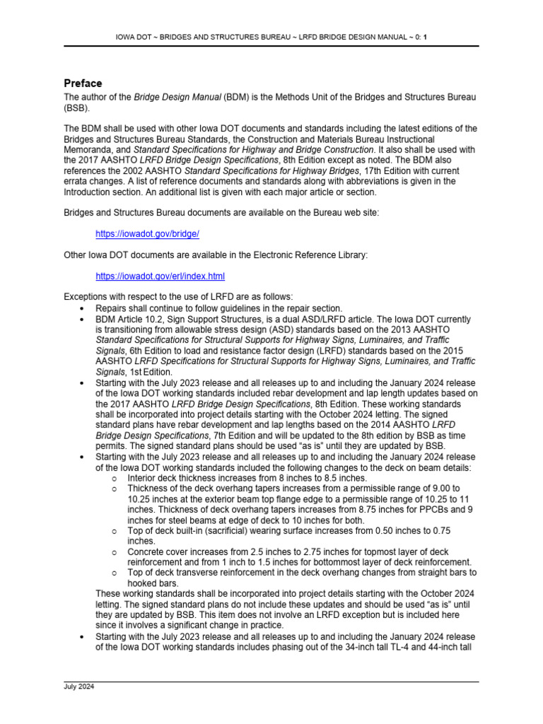 Iowa DOT LRFD Bridge Design Manual | PDF | Bridge | Sidewalk